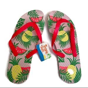 NEW! Tropic Sun Pineapple Flip Flops Sz 7.5